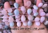 CMG356 Top drilled 10*14mm flat teardrop natural morganite beads