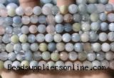 CMG386 15.5 inches 6mm faceted round morganite beads wholesale