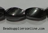 CMH154 15.5 inches 8*14mm twisted rice magnetic hematite beads