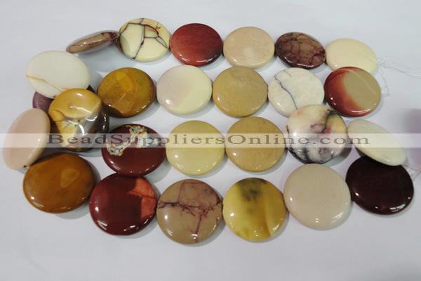 CMK246 15.5 inches 30mm flat round mookaite gemstone beads