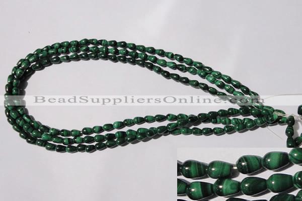 CMN216 15.5 inches 5*7mm teardrop natural malachite beads wholesale