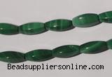 CMN224 15.5 inches 5*12mm faceted rice natural malachite beads