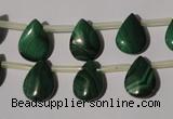 CMN321 Top-drilled 10*14mm flat teardrop natural malachite beads