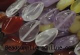 CMQ11 10*14mm twisted flat teardrop multicolor quartz beads