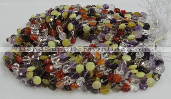 CMQ18 15.5 inches 10mm faceted coin multicolor quartz beads