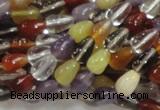 CMQ22 15.5 inches 6*10mm teardrop multicolor quartz beads