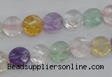 CMQ251 15.5 inches 10mm faceted coin multicolor quartz beads