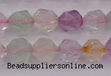 CMQ368 15.5 inches 10mm faceted nuggets mixed quartz beads