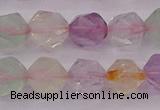 CMQ369 15.5 inches 12mm faceted nuggets mixed quartz beads