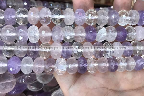 CMQ520 15.5 inches 8*12mm faceted rondelle colorfull quartz beads