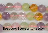 CMQ53 15.5 inches 10mm faceted round multicolor quartz beads