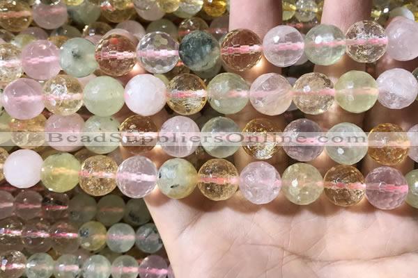 CMQ536 15.5 inches 12mm faceted round colorfull quartz beads