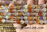 CMQ550 15.5 inches 8mm faceted round colorfull quartz beads