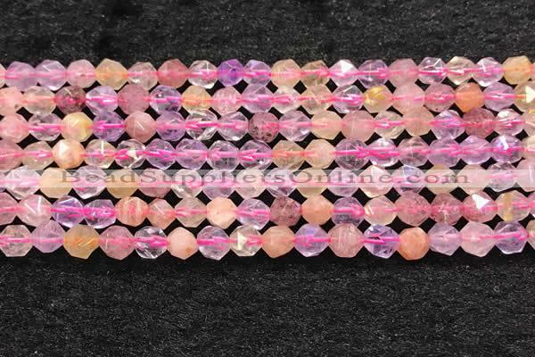 CMQ565 15.5 inches 6mm faceted nuggets mixed quartz beads