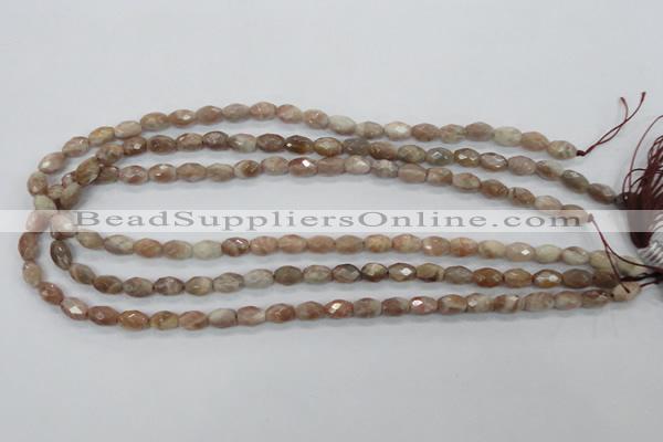 CMS100 15.5 inches 6*9mm faceted rice moonstone gemstone beads