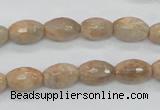 CMS101 15.5 inches 8*12mm faceted rice moonstone gemstone beads