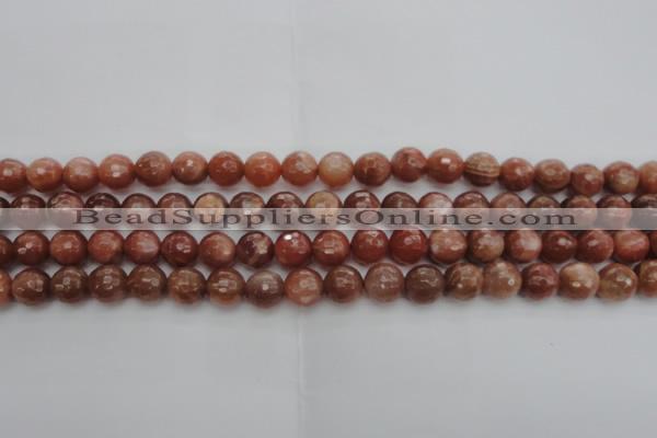 CMS1012 15.5 inches 8mm faceted round AA grade moonstone beads