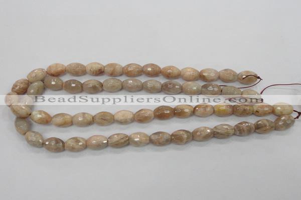 CMS102 15.5 inches 10*14mm faceted rice moonstone gemstone beads