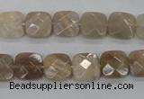 CMS108 15.5 inches 10*10mm faceted square moonstone gemstone beads