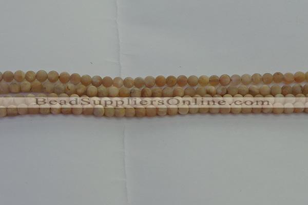 CMS1120 15.5 inches 4mm round matte moonstone gemstone beads