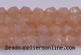 CMS1131 15.5 inches 6mm faceted nuggets peach moonstone beads