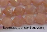 CMS1133 15.5 inches 10mm faceted nuggets peach moonstone beads