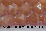 CMS1134 15.5 inches 12mm faceted nuggets peach moonstone beads