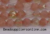 CMS1136 15.5 inches 6mm faceted nuggets rainbow moonstone beads