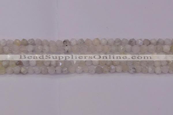 CMS1153 15.5 inches 6mm faceted nuggets white moonstone beads