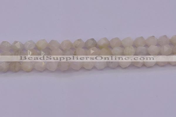 CMS1156 15.5 inches 12mm faceted nuggets white moonstone beads