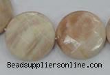 CMS116 15.5 inches 25mm faceted coin moonstone gemstone beads