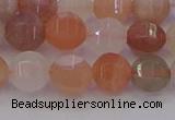 CMS1167 15.5 inches 8mm faceted round rainbow moonstone beads