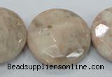 CMS117 15.5 inches 30mm faceted coin moonstone gemstone beads