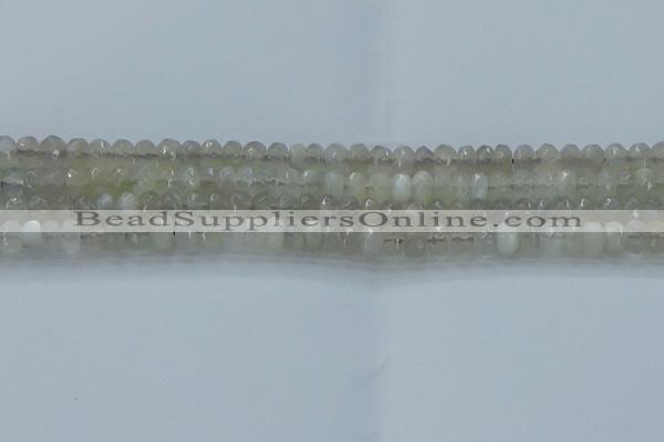 CMS1178 15.5 inches 4*6mm faceted rondelle grey moonstone beads