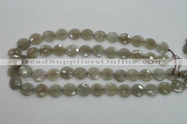 CMS130 15.5 inches 14mm faceted coin moonstone gemstone beads