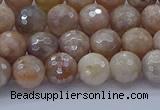 CMS1301 15.5 inches 6mm faceted round AB-color moonstone beads