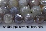 CMS1312 15.5 inches 8mm faceted round AB-color grey moonstone beads