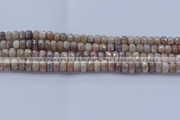 CMS1322 15.5 inches 5*8mm faceted rondelle AB-color moonstone beads