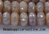 CMS1323 15.5 inches 6*10mm faceted rondelle AB-color moonstone beads