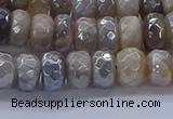 CMS1332 15.5 inches 5*8mm faceted rondelle AB-color grey moonstone beads