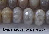 CMS1336 15.5 inches 8*16mm faceted rondelle AB-color grey moonstone beads