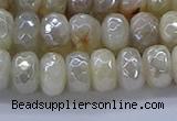 CMS1342 15.5 inches 5*8mm faceted rondelle AB-color white moonstone beads