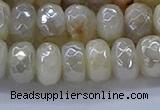 CMS1343 15.5 inches 6*10mm faceted rondelle AB-color white moonstone beads