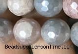 CMS1458 15.5 inches 10mm faceted round AB-color moonstone beads