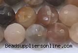 CMS1497 15.5 inches 8mmm faceted round rainbow moonstone beads