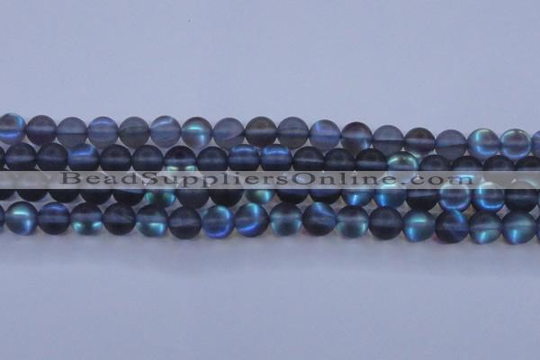 CMS1518 15.5 inches 10mm round matte synthetic moonstone beads