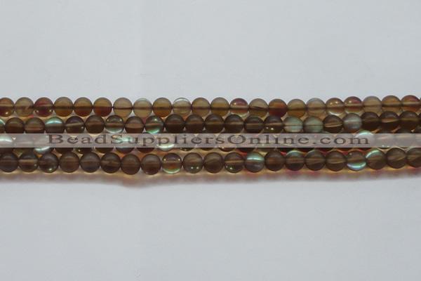 CMS1527 15.5 inches 8mm round matte synthetic moonstone beads