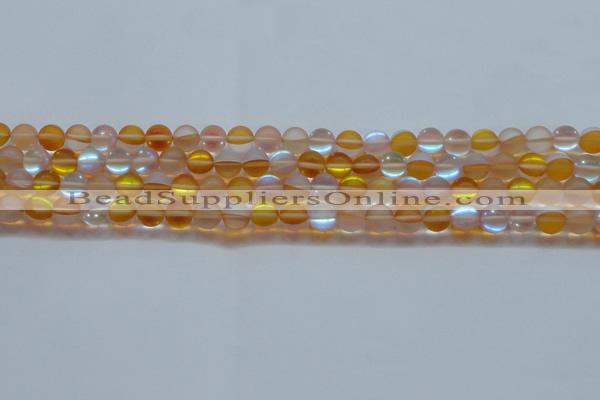 CMS1536 15.5 inches 6mm round matte synthetic moonstone beads