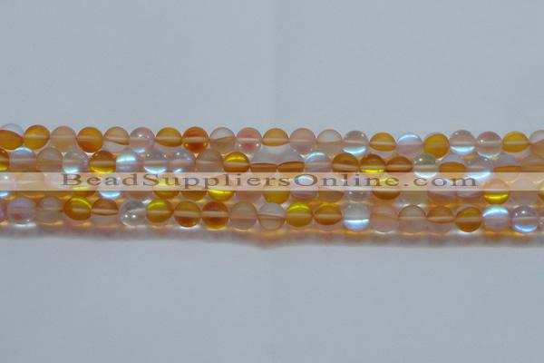 CMS1537 15.5 inches 8mm round matte synthetic moonstone beads