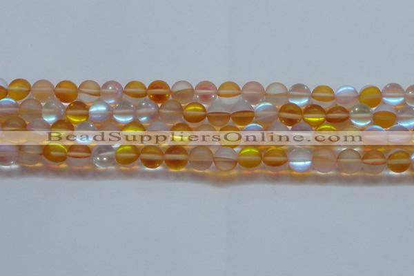 CMS1539 15.5 inches 12mm round matte synthetic moonstone beads